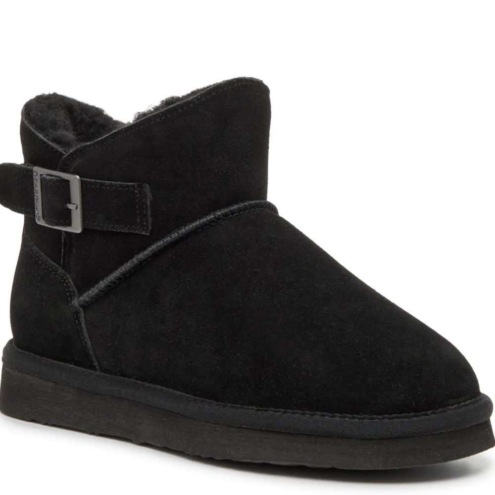 BearPaw Black Suede Ankle Winter Boots